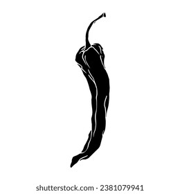 Silhouette of a hot chili pepper pod. Vector graphics.