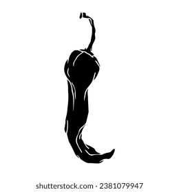 Silhouette of a hot chili pepper pod. Vector graphics.