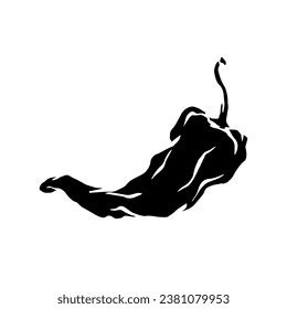 Silhouette of a hot chili pepper pod. Vector graphics.