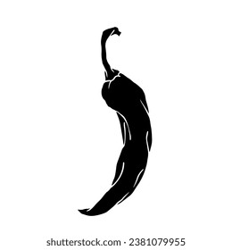 Silhouette of a hot chili pepper pod. Vector graphics.