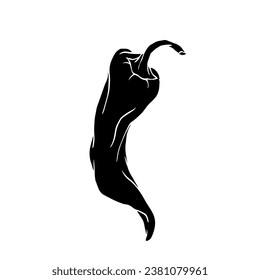 Silhouette of a hot chili pepper pod. Vector graphics.