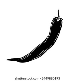Silhouette of a hot chili pepper pod. Vector graphics.	