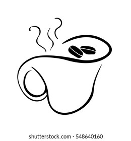 silhouette of the hot cup of coffee vector illustration