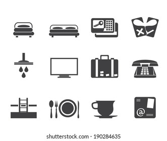 Silhouette Hotel and motel icons  - Vector icon Set