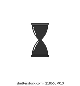 Silhouette hourglass vector icon on white background.  Icon for web design, apps, sticker, banner, poster, printing usage and part of logo. 