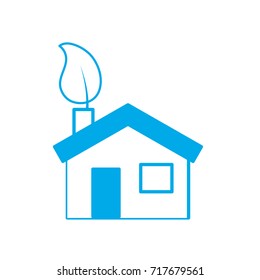 silhouette house with ecological leaf to environment care