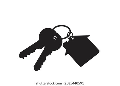 Silhouette of house key vector icon set illustration isolated on white background. House key real estate   concept, buy, sell, protection, security, turnkey repair, property, logo art work.