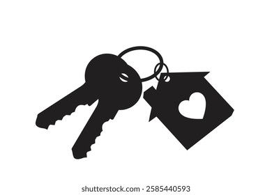 Silhouette of house key vector icon set illustration isolated on white background. House key real estate   concept, buy, sell, protection, security, turnkey repair, property, logo art work.