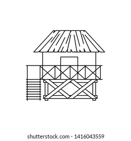 silhouette of house on the beach with white background