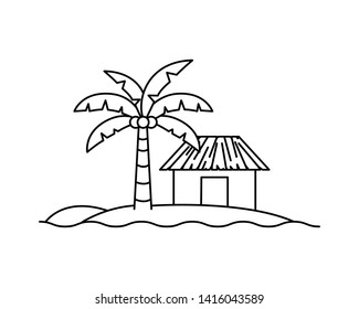 Silhouette House On Beach White Background Stock Vector (Royalty Free ...