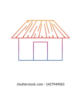 silhouette of house on the beach with white background
