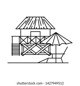 silhouette of house on the beach with white background