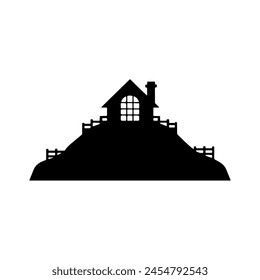 silhouette house hill vector