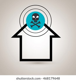 silhouette house security protection vector illustration graphic