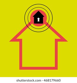 silhouette house security protection vector illustration graphic