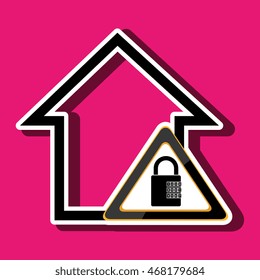 silhouette house security protection vector illustration graphic
