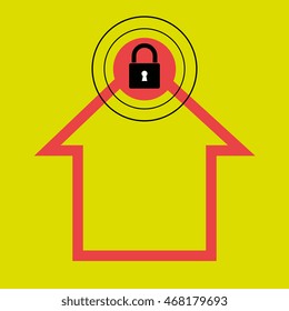 silhouette house security protection vector illustration graphic