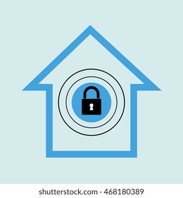 silhouette house security protection vector illustration graphic