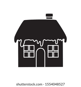 silhouette of house with snow isolated icon vector illustration design