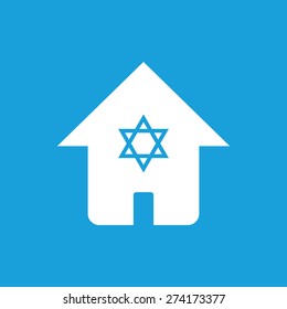 Silhouette of house and star on it, isolated on blue