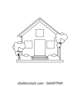 silhouette house with two floors