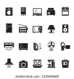 Silhouette Aparatos domésticos e iconos electrónicos - conjunto de iconos vectoriales