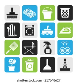 Silhouette Household objects and tools icons - vector icon set