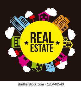 silhouette houses over black background. vector illustration