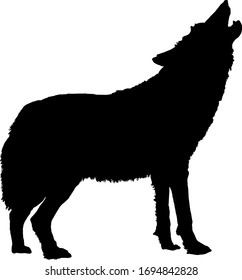 Silhouette of a howling wild wolf for Halloween design element. Vector illustration.