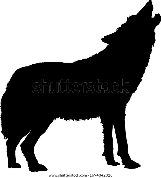 Silhouette Howling Wild Wolf Halloween Design Stock Vector (Royalty ...