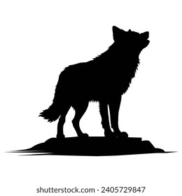 silhouette of a howling wolf.