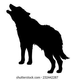 Silhouette Of A Howling Wolf Or A Dog Barking, Isolated Object