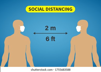 the silhouette of the human body in a surgical mask, support social distancing to prevent the spread of the virus and the concept of preventing influenza, coronavirus, social isolation and self-quaran