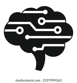 Silhouette of a human brain is being crossed by electrical circuits, symbolizing artificial intelligence