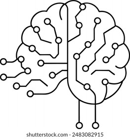 silueta de un cerebro humano con patrón de circuito