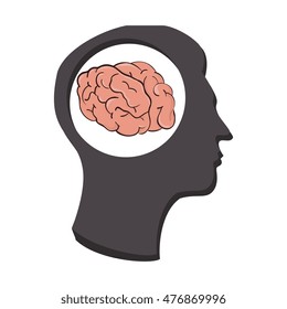 silhouette human brain thinking idea isolated