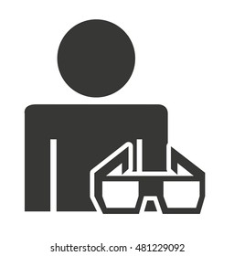 silhouette human with cinema icon vector illustration design