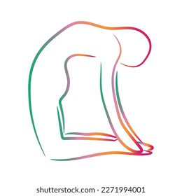 Silhouette of human doing yoga on white background