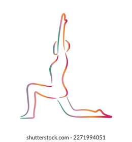 Silhouette of human doing yoga on white background