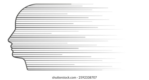 Silhouette of a human face. Man of the future. Artificial intelligence. Vector illustration.