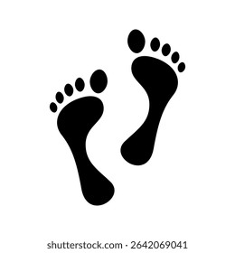 Silhouette human footprint icon isolated on white background.