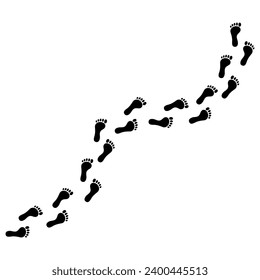 Silhouette of human footprints. Footsteps icon. Footwear marks. Vector illustration