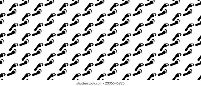 silhouette human footprints walking seamless pattern