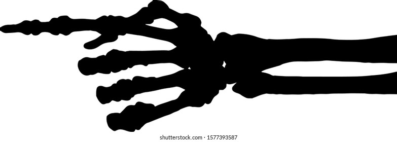 Silhouette Of A Human Hand Skeleton Pointing An Index Finger. Vector Illustration. 