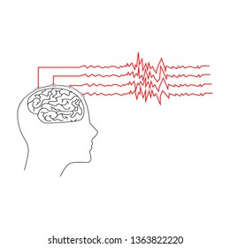 
Silhouette of a human head and brain with neural activity. Concept on the diagnosis of epilepsy and epileptic seizure