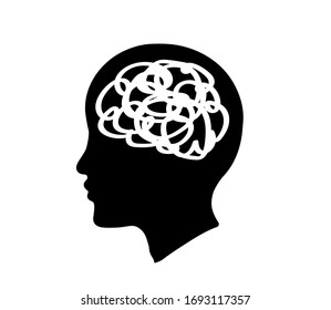 Silhouette Human Head Brain On White Stock Vector Royalty Free Shutterstock