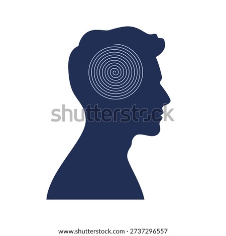 Silhouette of human head with clear and neat round order of thread inside vector illustration