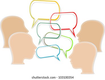 silhouette of a human head with emanating from it bubbles speech