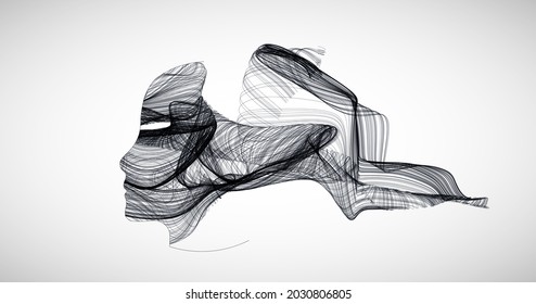 La silueta de una cabeza humana está llena de olas. Resumen del fondo vectorial.