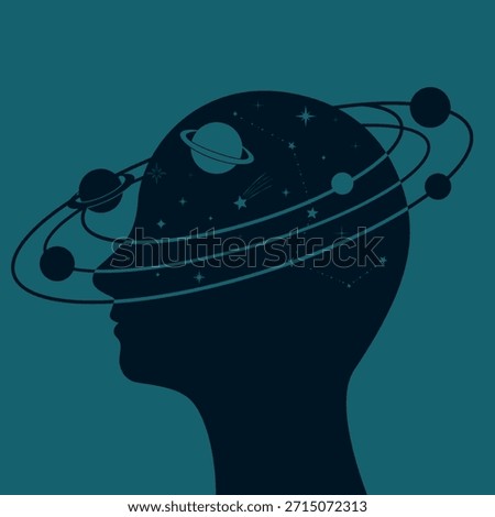 Silhouette of a human head with galaxy space inside